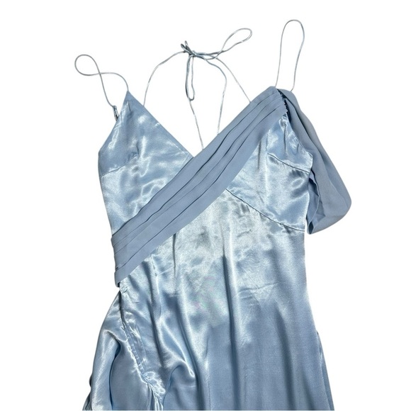 For Love & Lemons Pastel Blue Satin James Maxi Dress Womens M - Picture 3 of 9